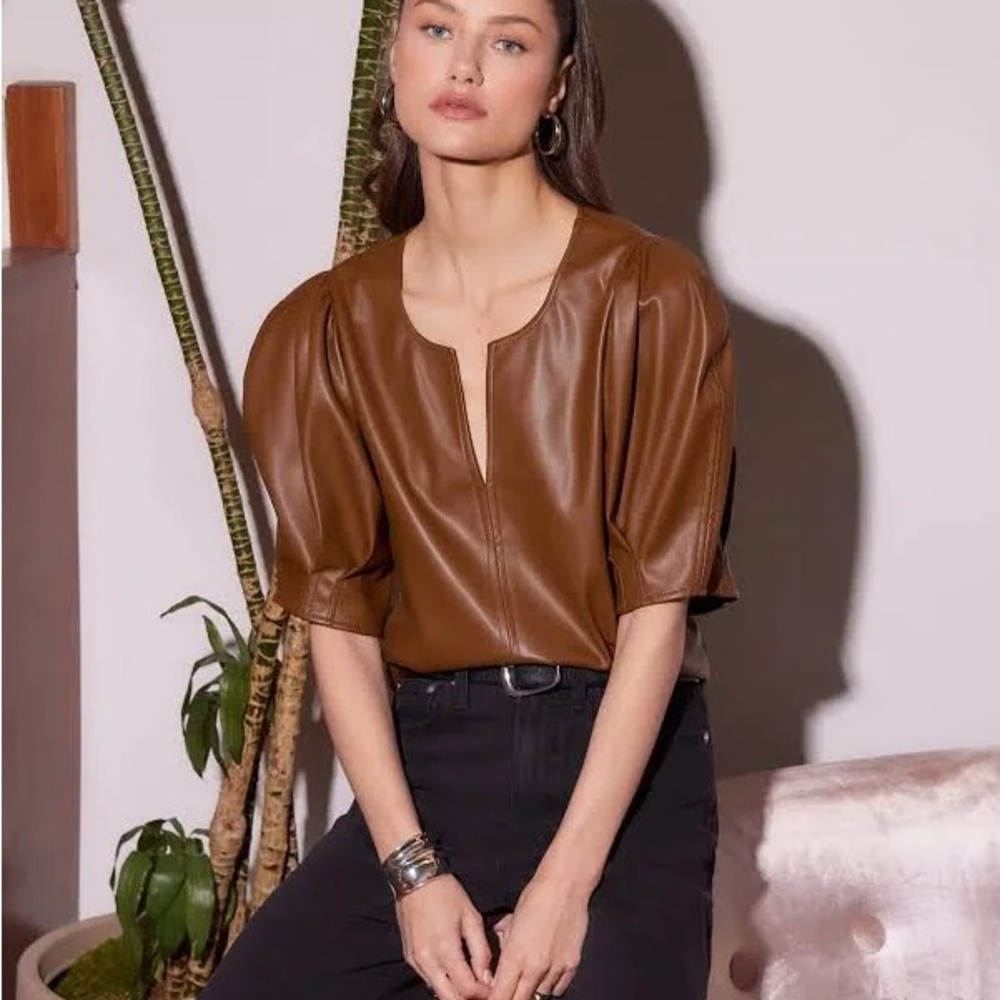 Fifteen Twenty Brown Leather Blouse